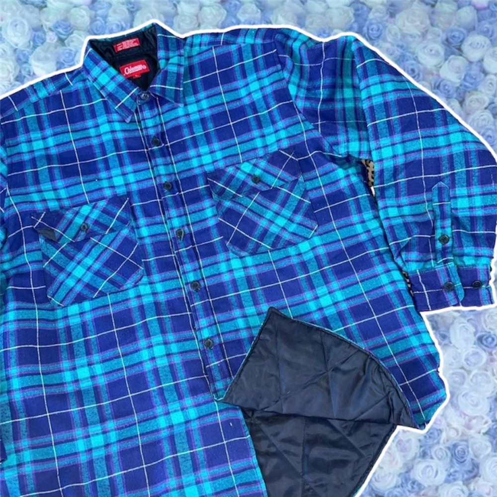 Vintage Coleman  Insulated Flannel Shacket Gorpcore Large Plaid Quilted Puffer